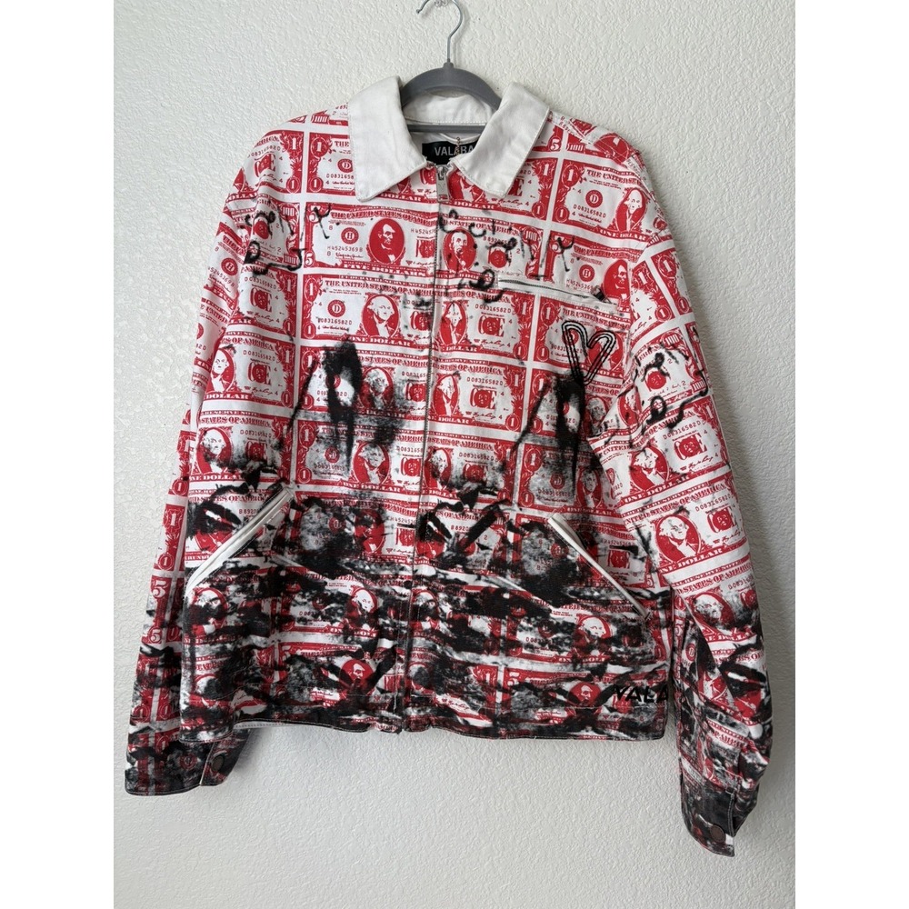 Valabasas White with Red Money Print and Black Burnt Print all over Jacket XL